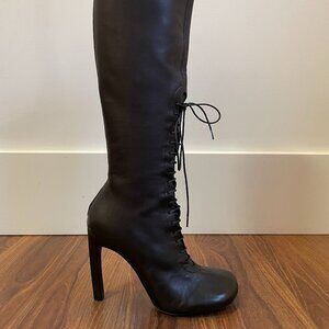 Dries Van Noten Black Lace-Up Tall Boots